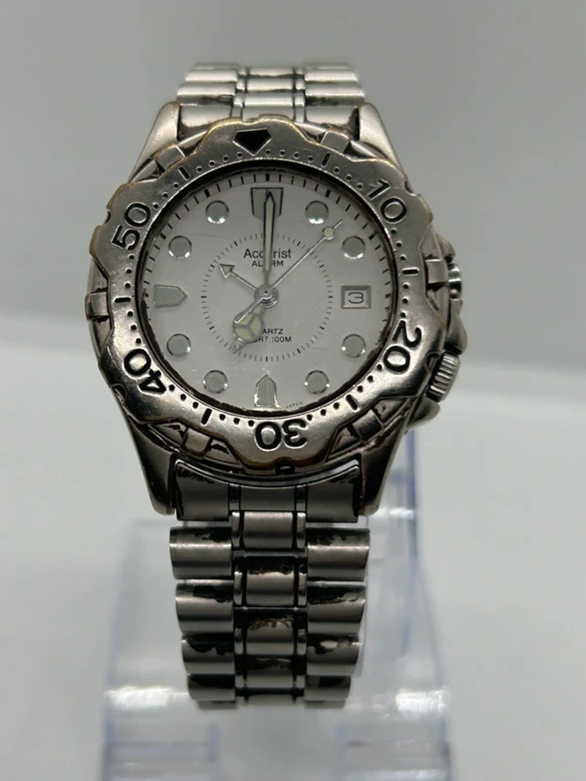 Gents silver Accurist watch president bracelet box and papers