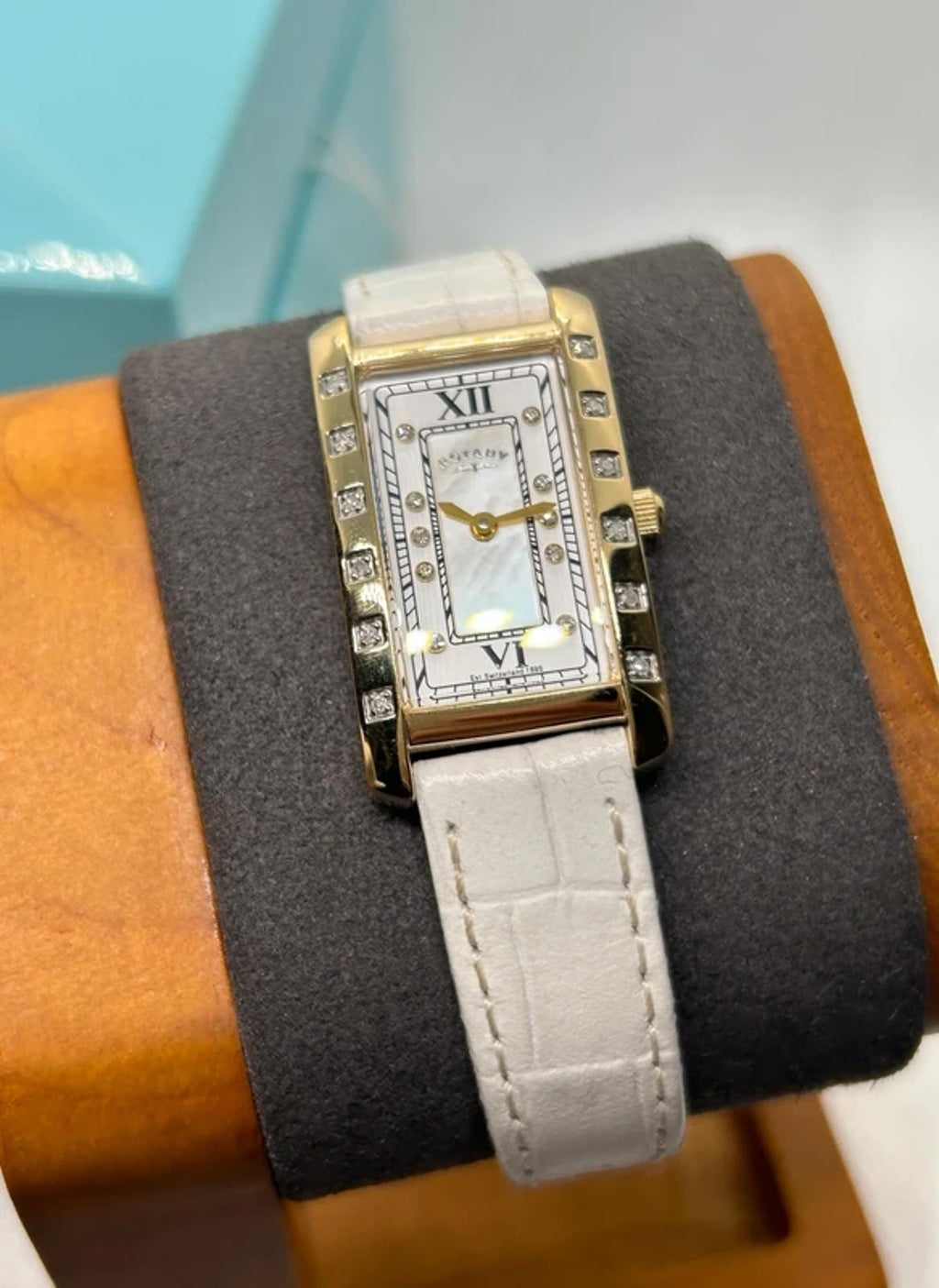 Stunning Ladies genuine diamond Rotary dress watch box and papers