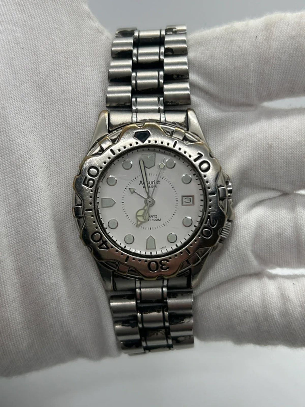 Gents silver Accurist watch president bracelet box and papers