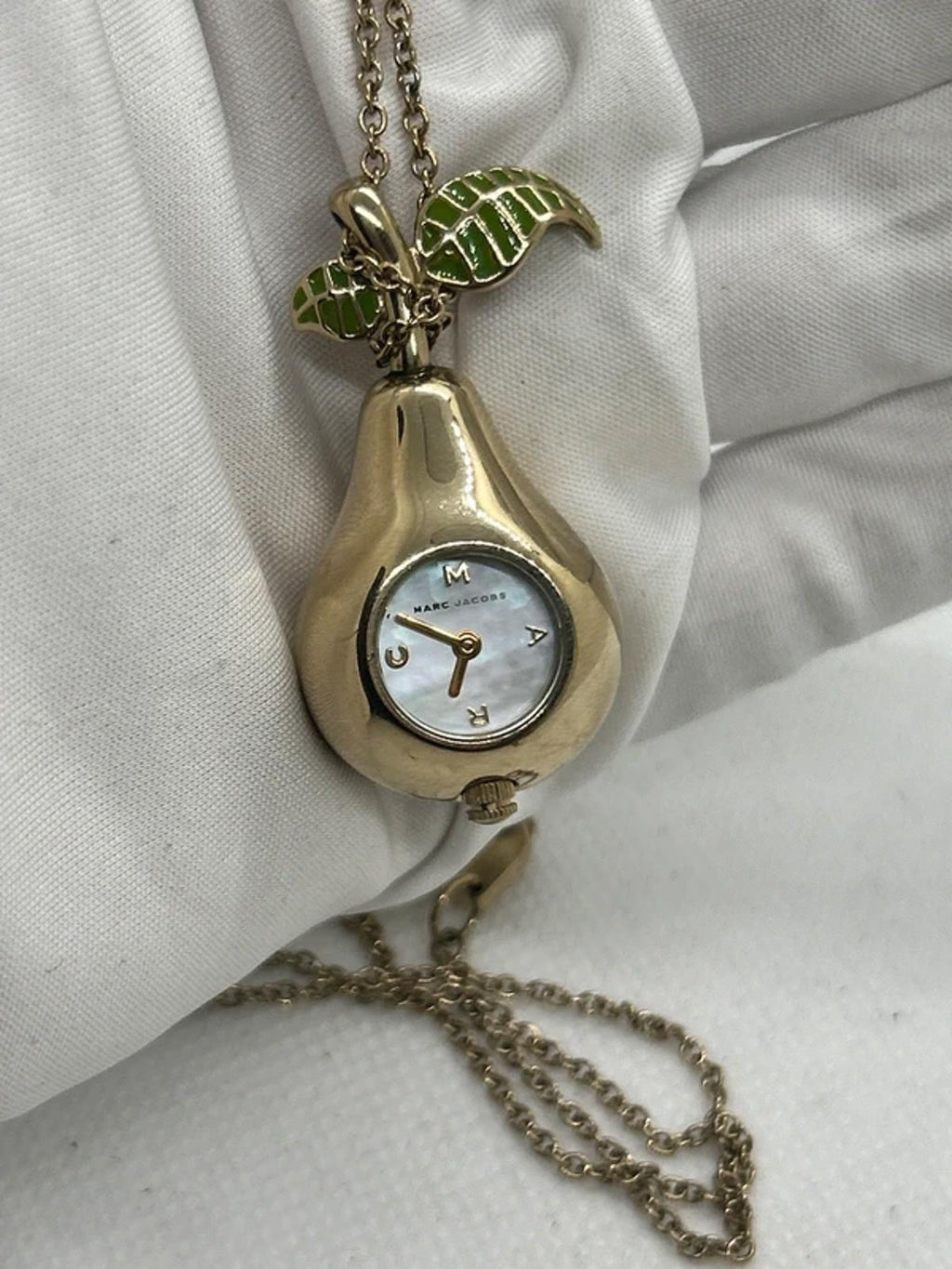 Marc Jacobs gold pear watch necklace pendant