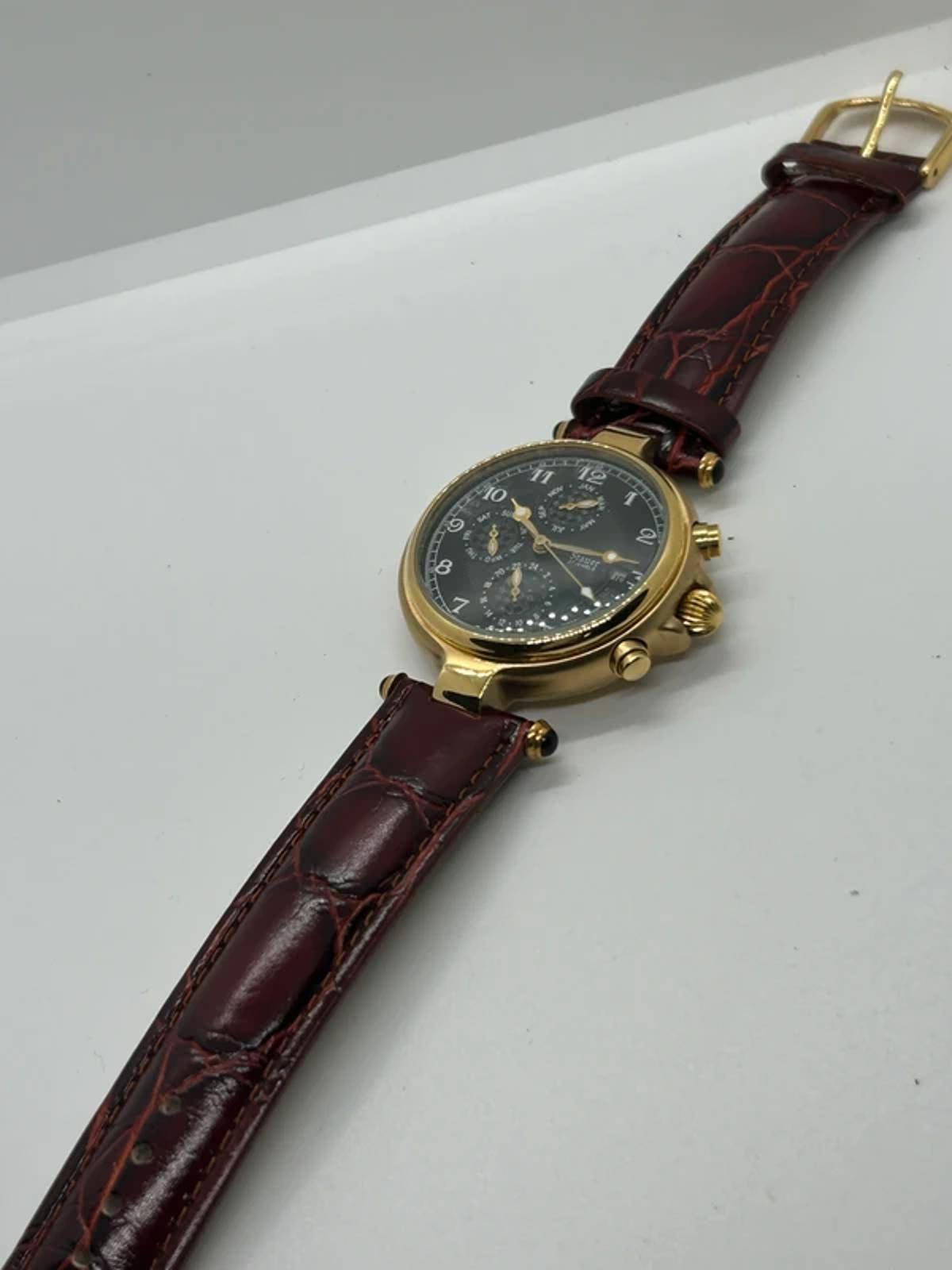 Stauer men’s automatic gold cases watch’s leather strap with box and papers