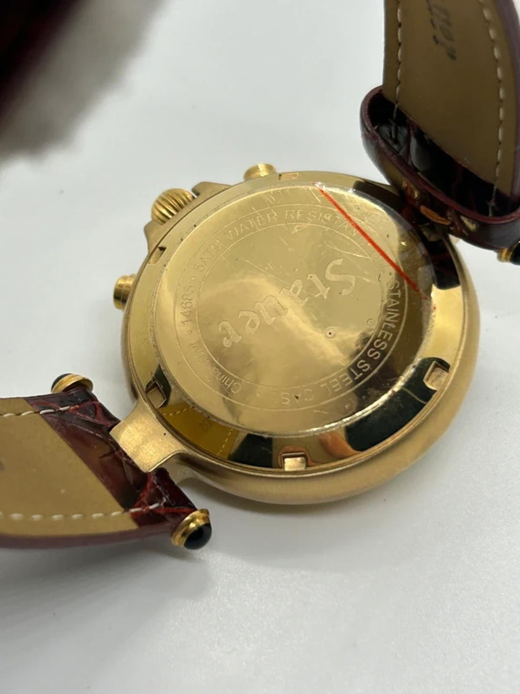 Stauer men’s automatic gold cases watch’s leather strap with box and papers