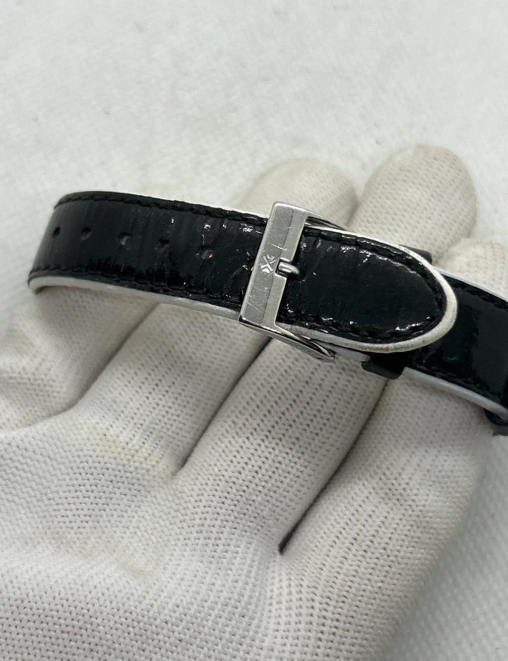 Lovely ladies Skagen watch mother of pearl dial diamantés with black strap