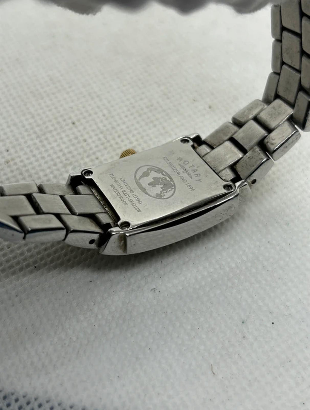 Stunning Ladies Rotary tank shape gold and silver watch with box and papers