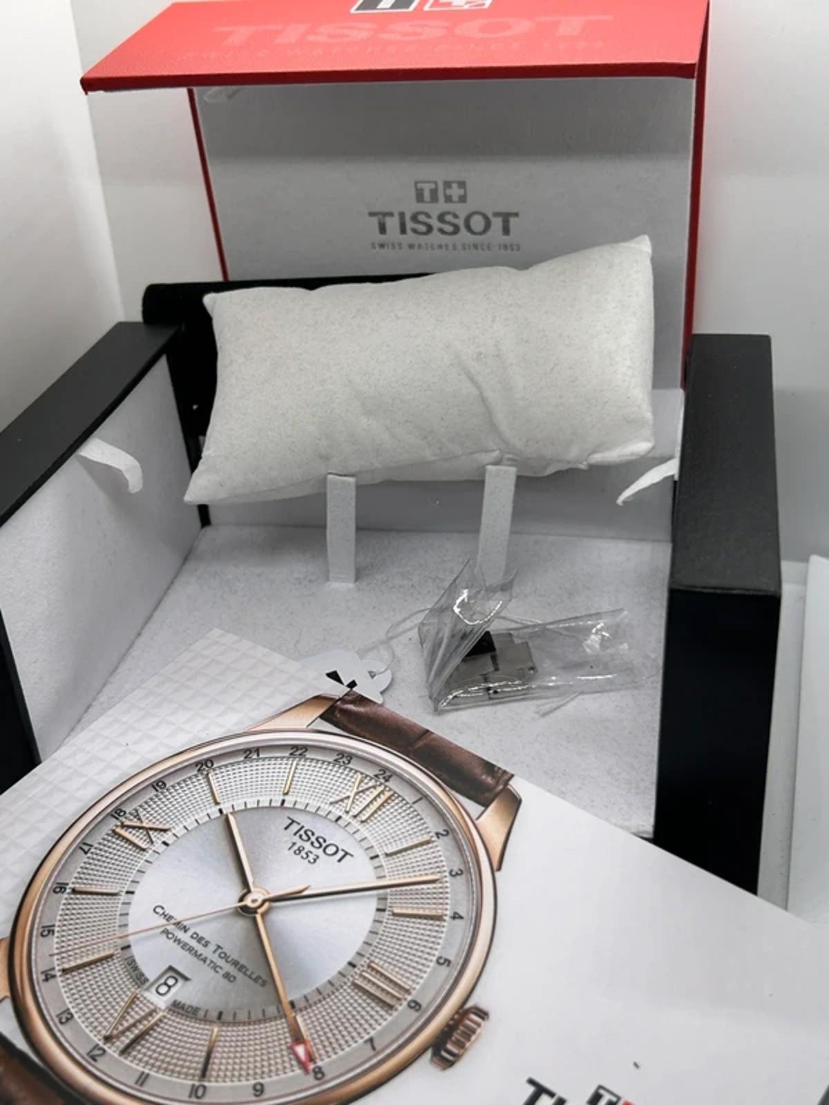 Tissot watch automatic powermatic sunburst blue dial with box and papers
