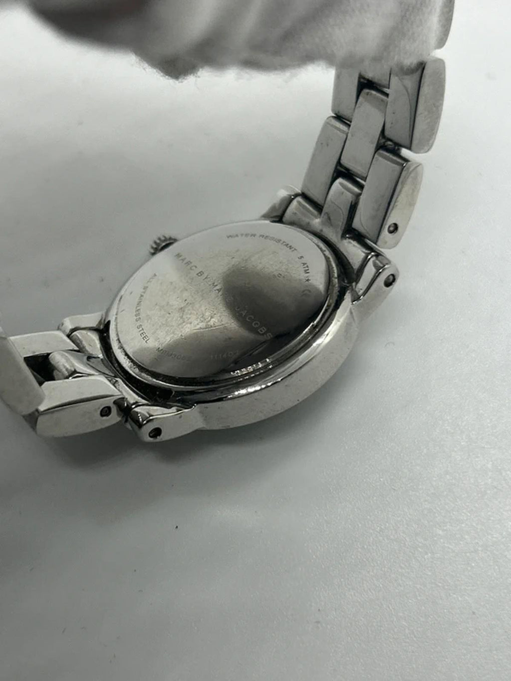 Ladies Marc Jacobs silver watch with white dial silver case and bracelet