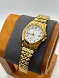 Ladies gold Citizen Watch stretch gold bracelet with white dial