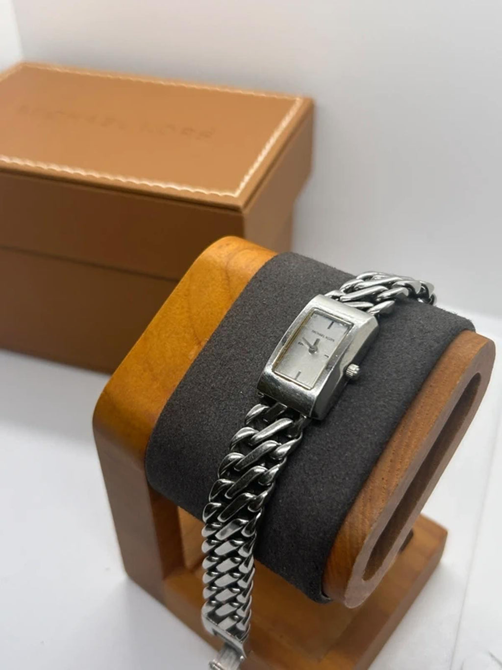 Ladies small Michael Kors tank watch with box and papers