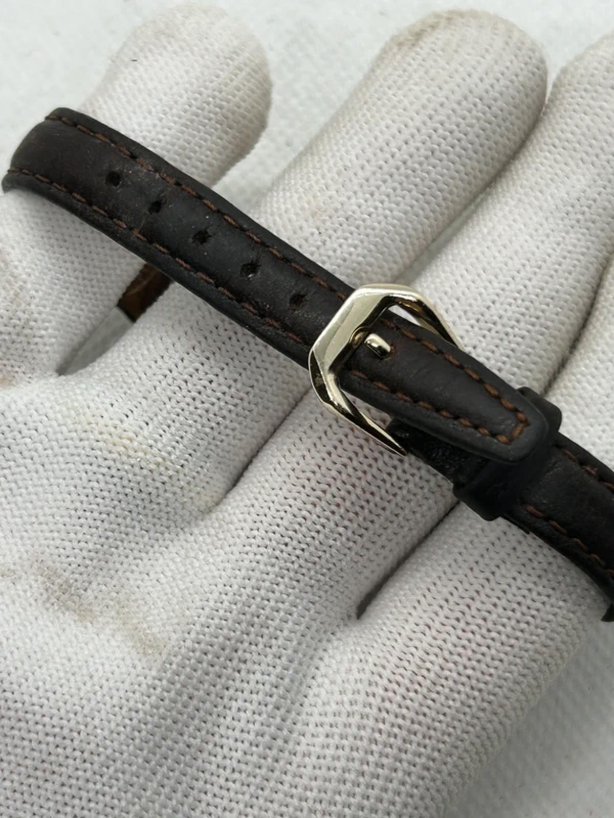 Ladies Burberry watch rose gold case with pattern dial and broken brown strap