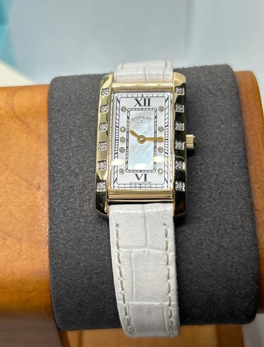 Stunning Ladies genuine diamond Rotary dress watch box and papers