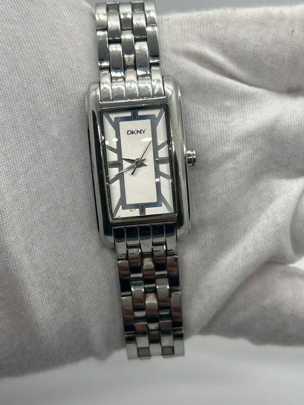 Ladies DKNY tank shape watch white dial