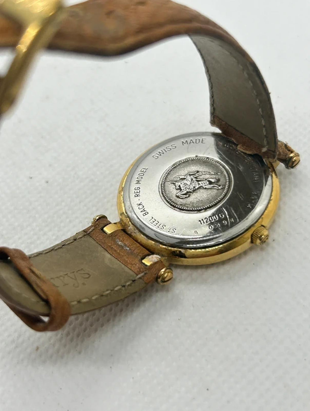 Vintage ladies Burberry quartz gold plated watch with nova check pattern