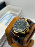 Stauer men’s automatic gold cases watch’s leather strap with box and papers