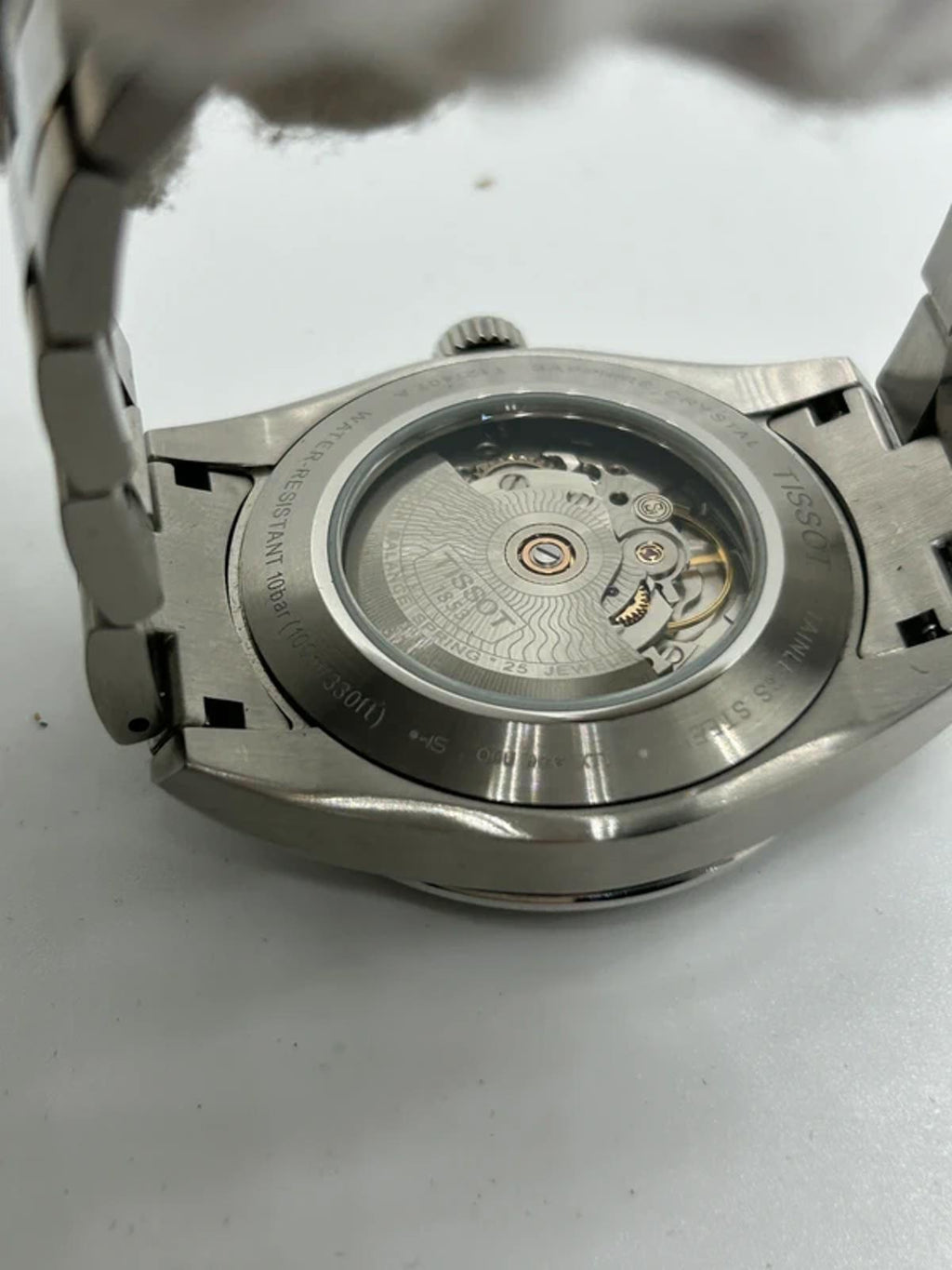 Tissot watch automatic powermatic sunburst blue dial with box and papers