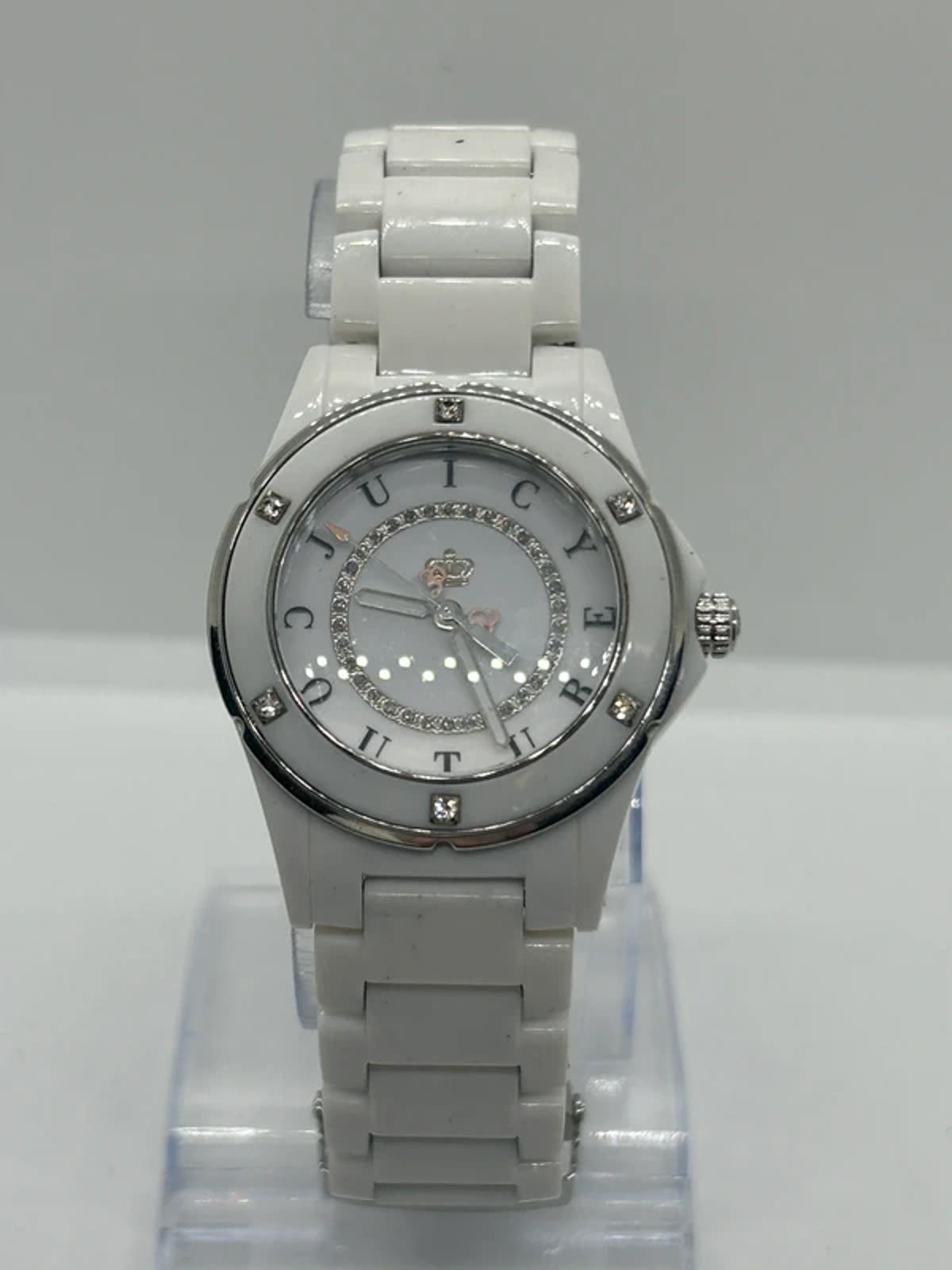 Ladies Juicy couture white plastic watch with diamantés