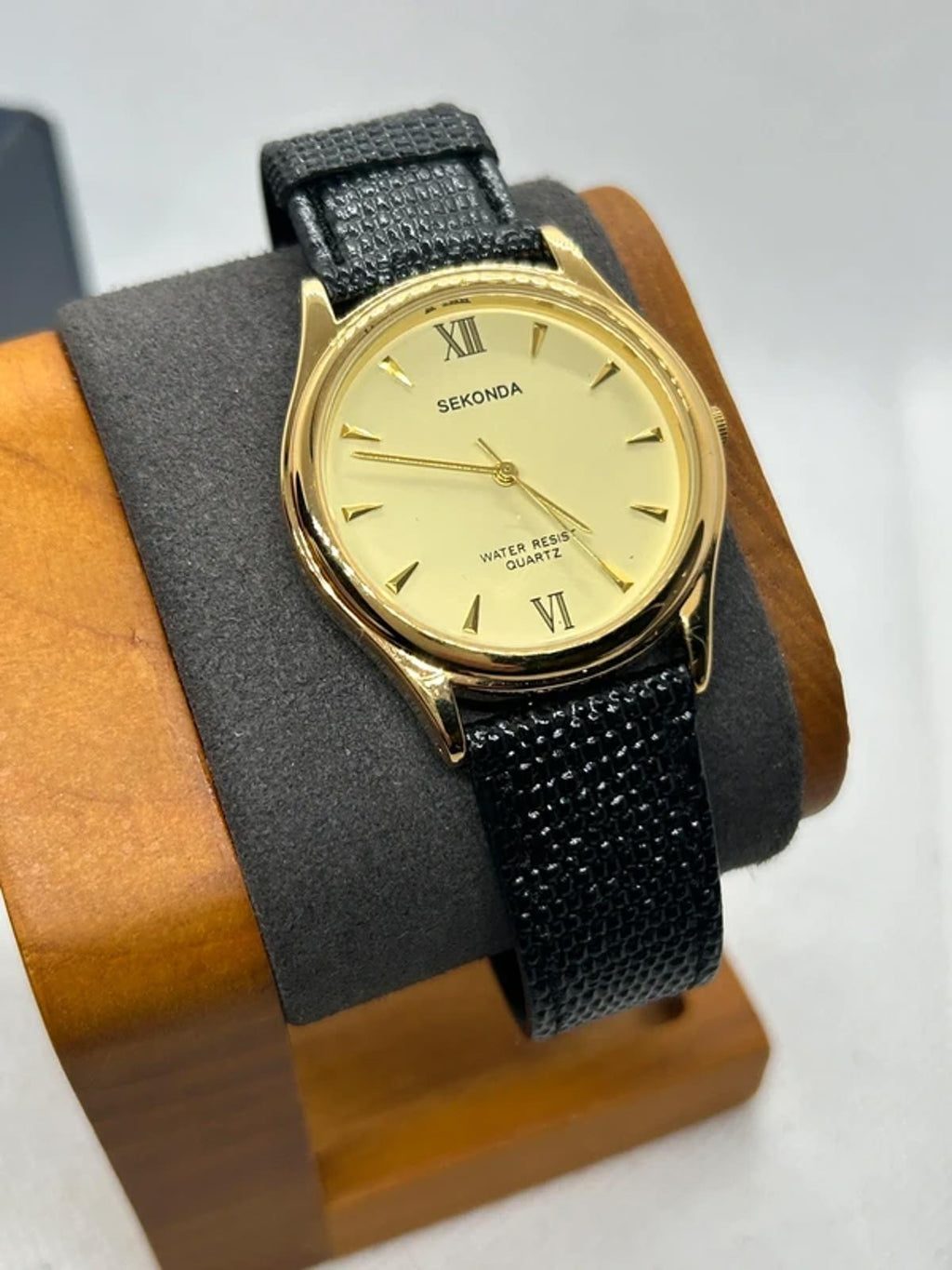 Sekonda gold case and dial smart dress watch black strap box and papers
