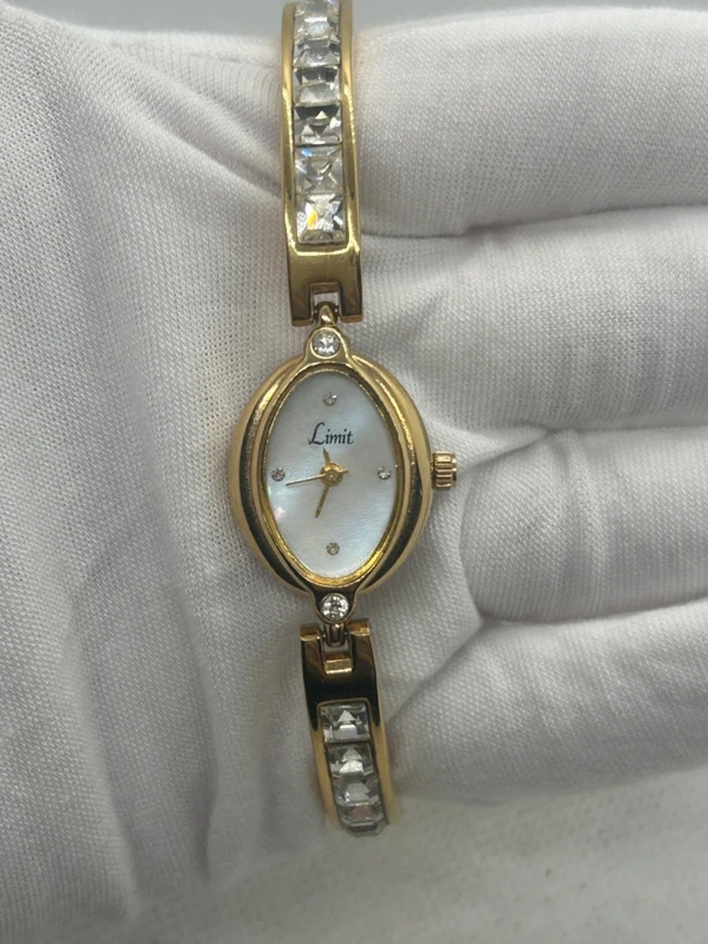 Ladies limit gold cocktail dress watch silver dial with box and papers