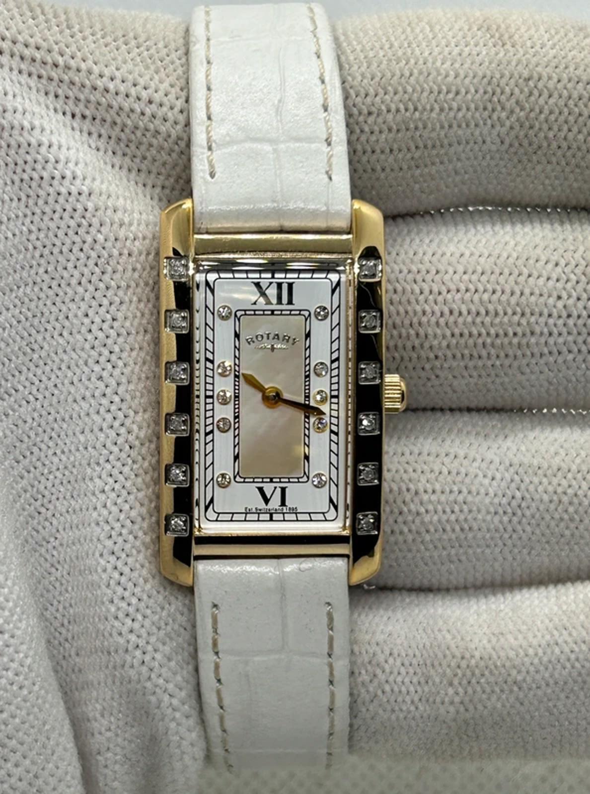 Stunning Ladies genuine diamond Rotary dress watch box and papers