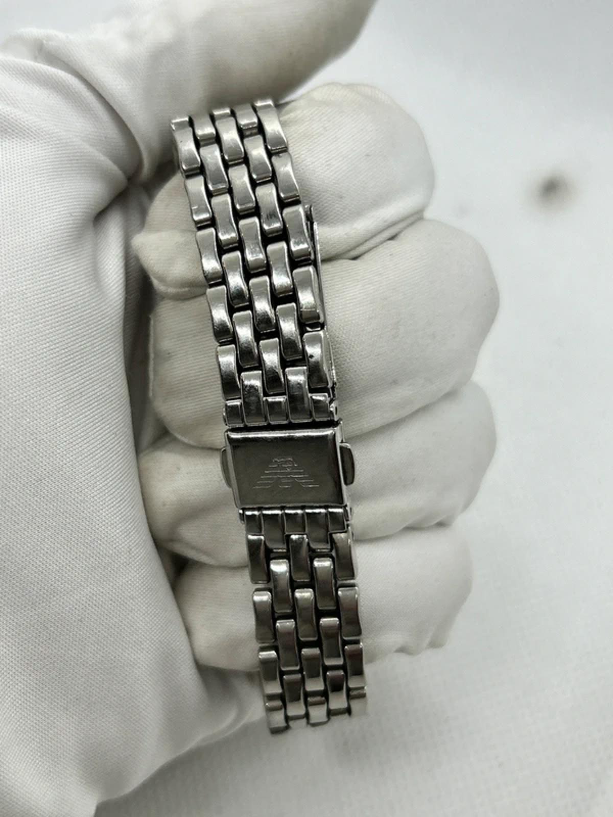 Emporio Armani ladies tank shape watch silver case mint dial