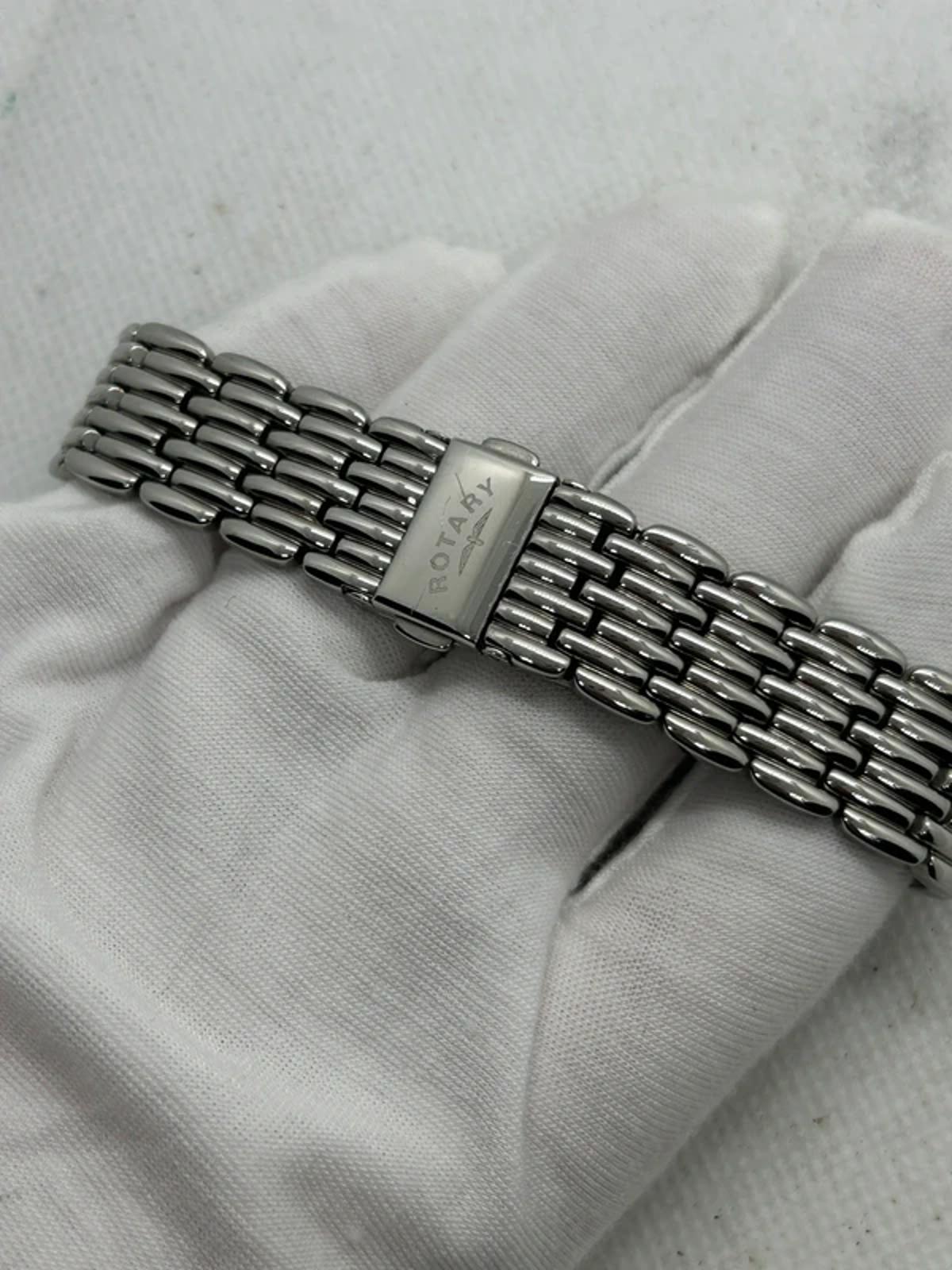 Ladies Rotary diamanté dial silver watch with box and papers