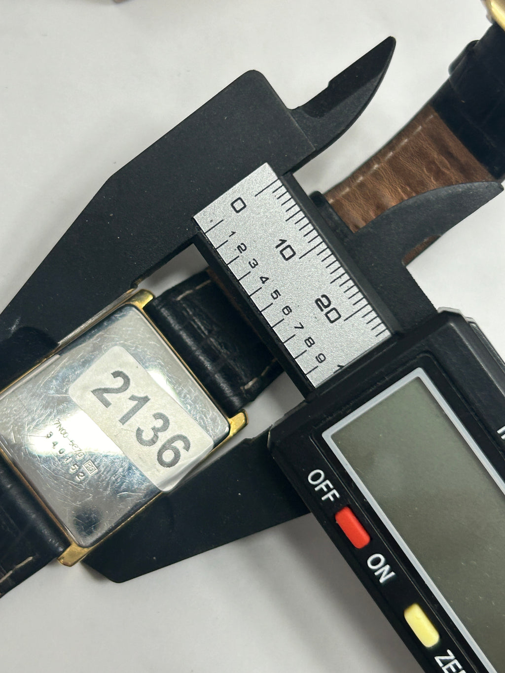 Vintage Seiko gold case tank watch white dial black strap