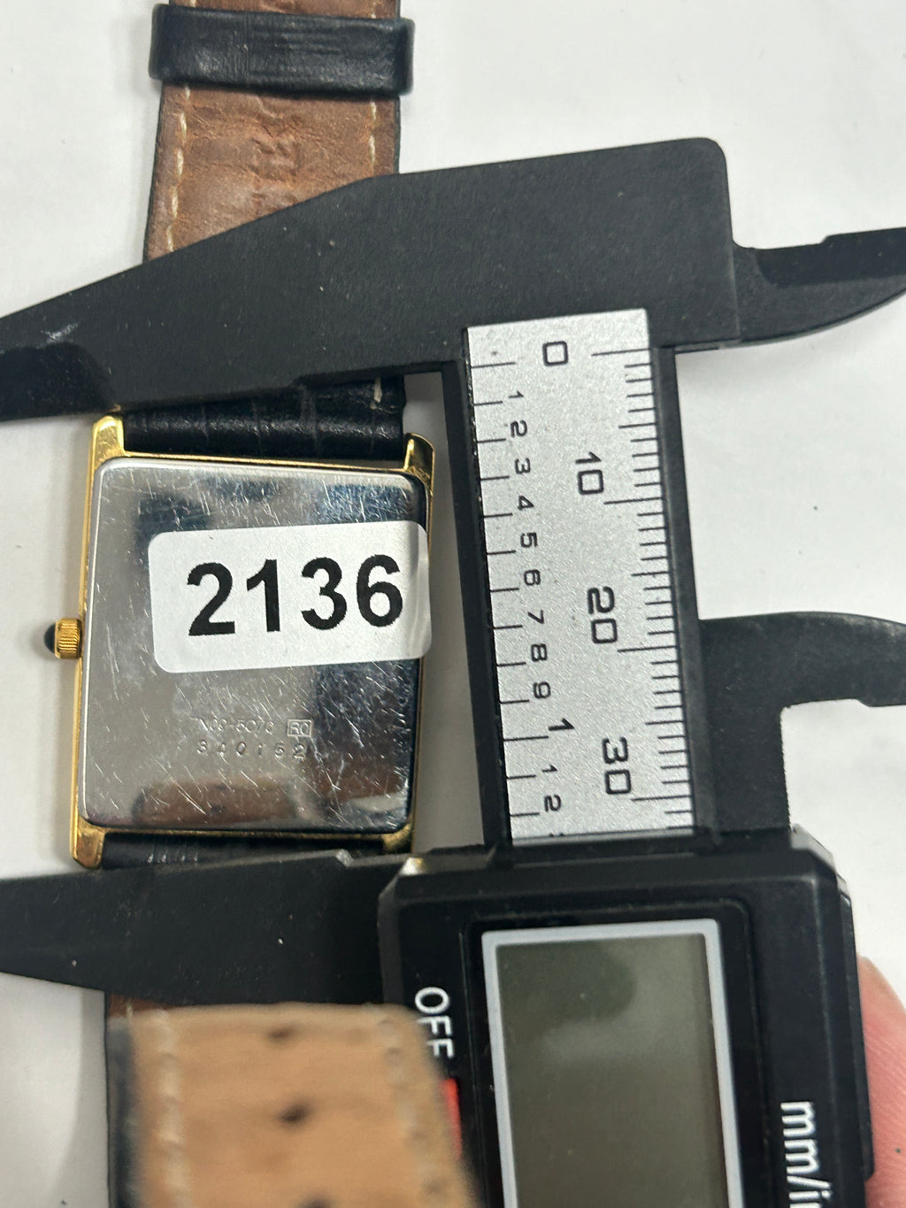 Vintage Seiko gold case tank watch white dial black strap
