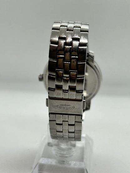 Rotary quartz silver gents dress watch with box