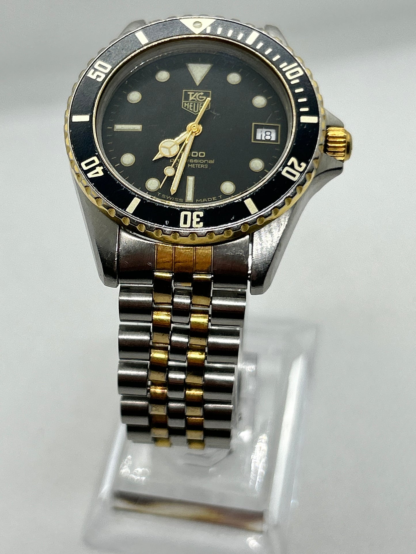 Tag Heuer 1000 professional vintage quartz watch black and gold