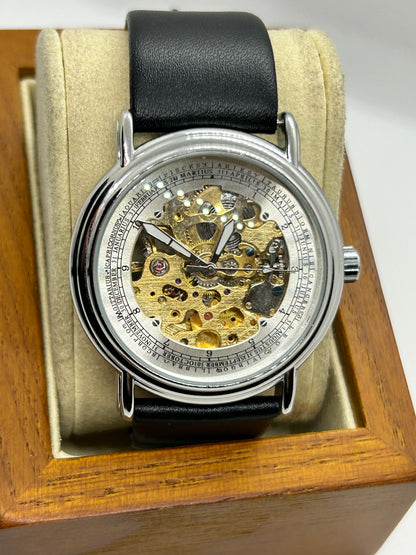 Automatic gents watch with skeleton dial