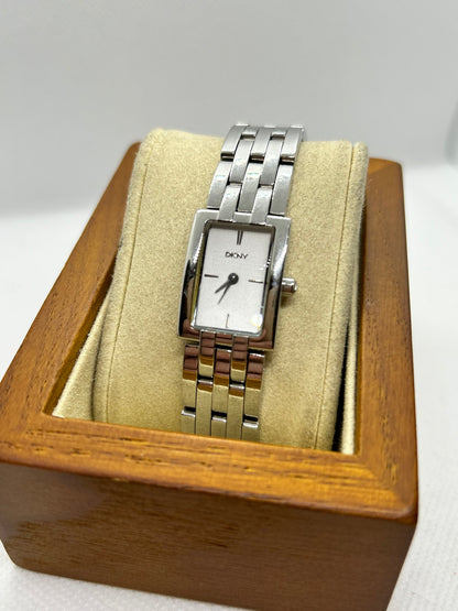 DKNY quartz watch tank style case silver bracelet