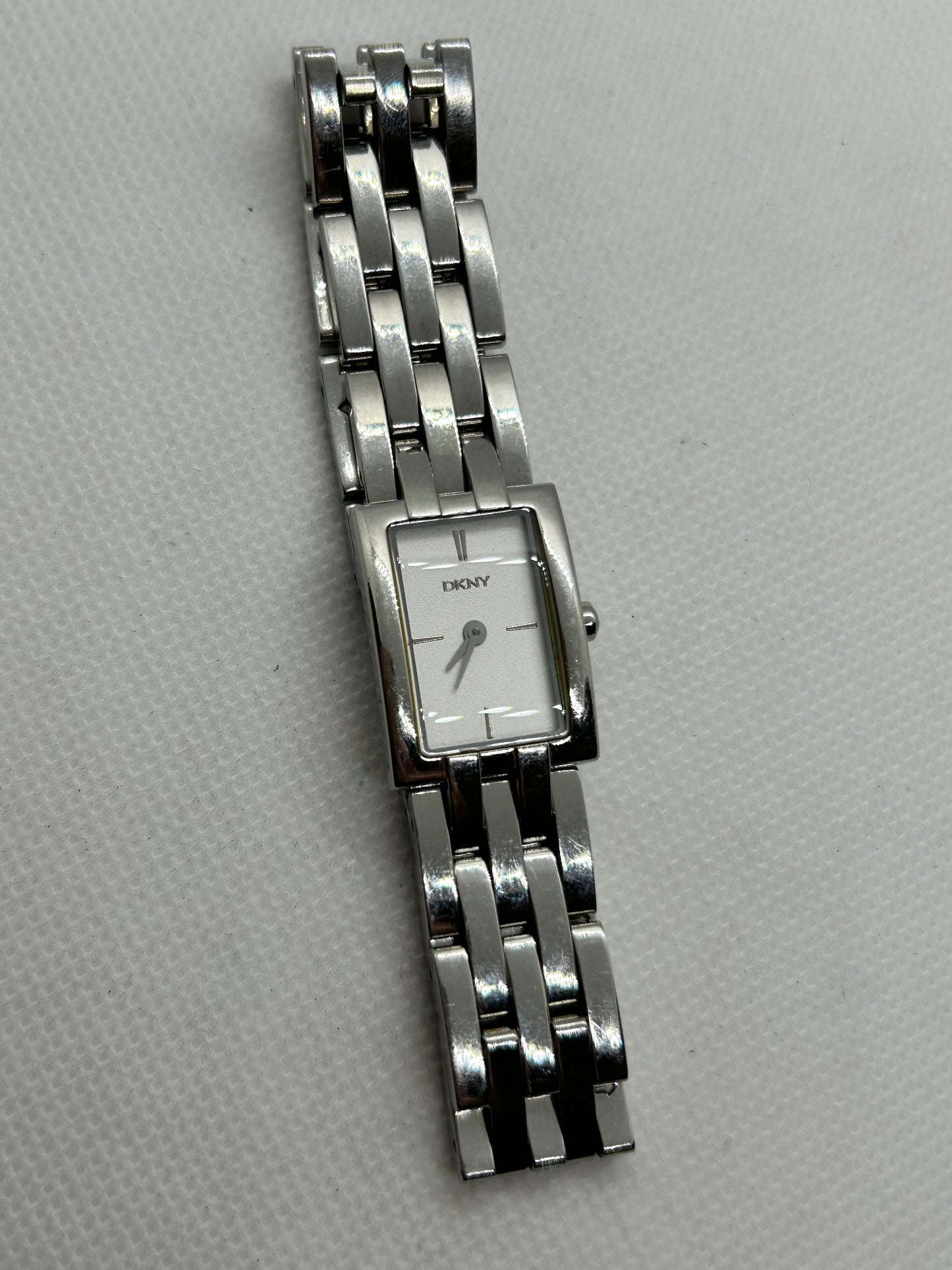 DKNY quartz watch tank style case silver bracelet