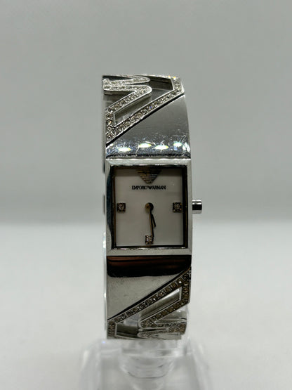 Emporio Armani quartz “diamond” bangle silver watch