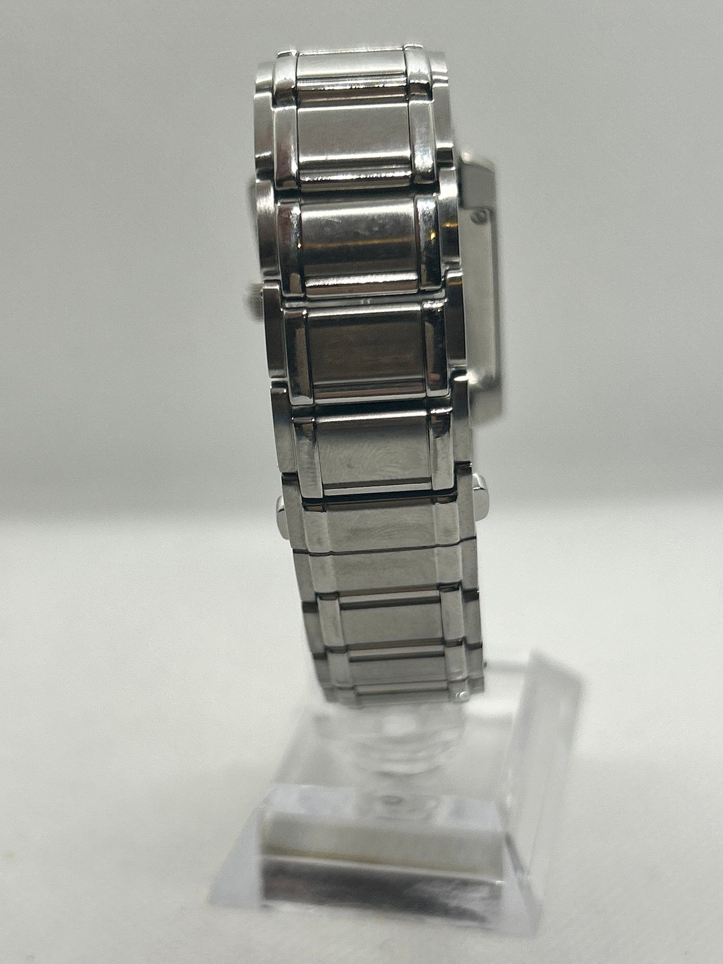 Rotary “tank” style quartz watch silver watch with grey dial