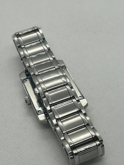 Rotary “tank” style quartz watch silver watch with grey dial