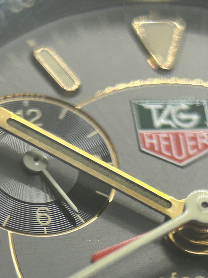 Tag Heuer professional CG1125 two tone gold plate and stainless steel grey dial chronograph with box, card and travel case