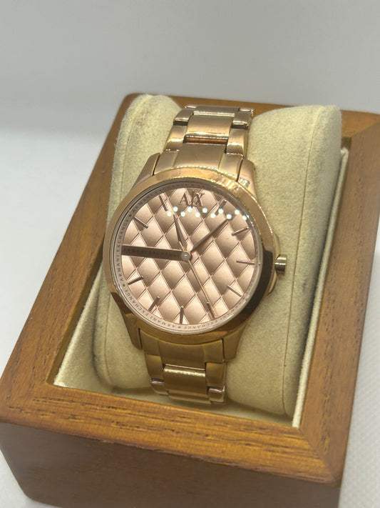 Armani Exchange ladies quartz watch rose gold