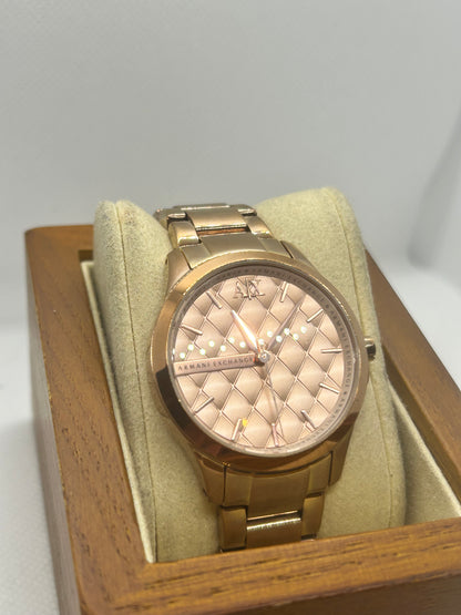 Armani Exchange ladies quartz watch rose gold