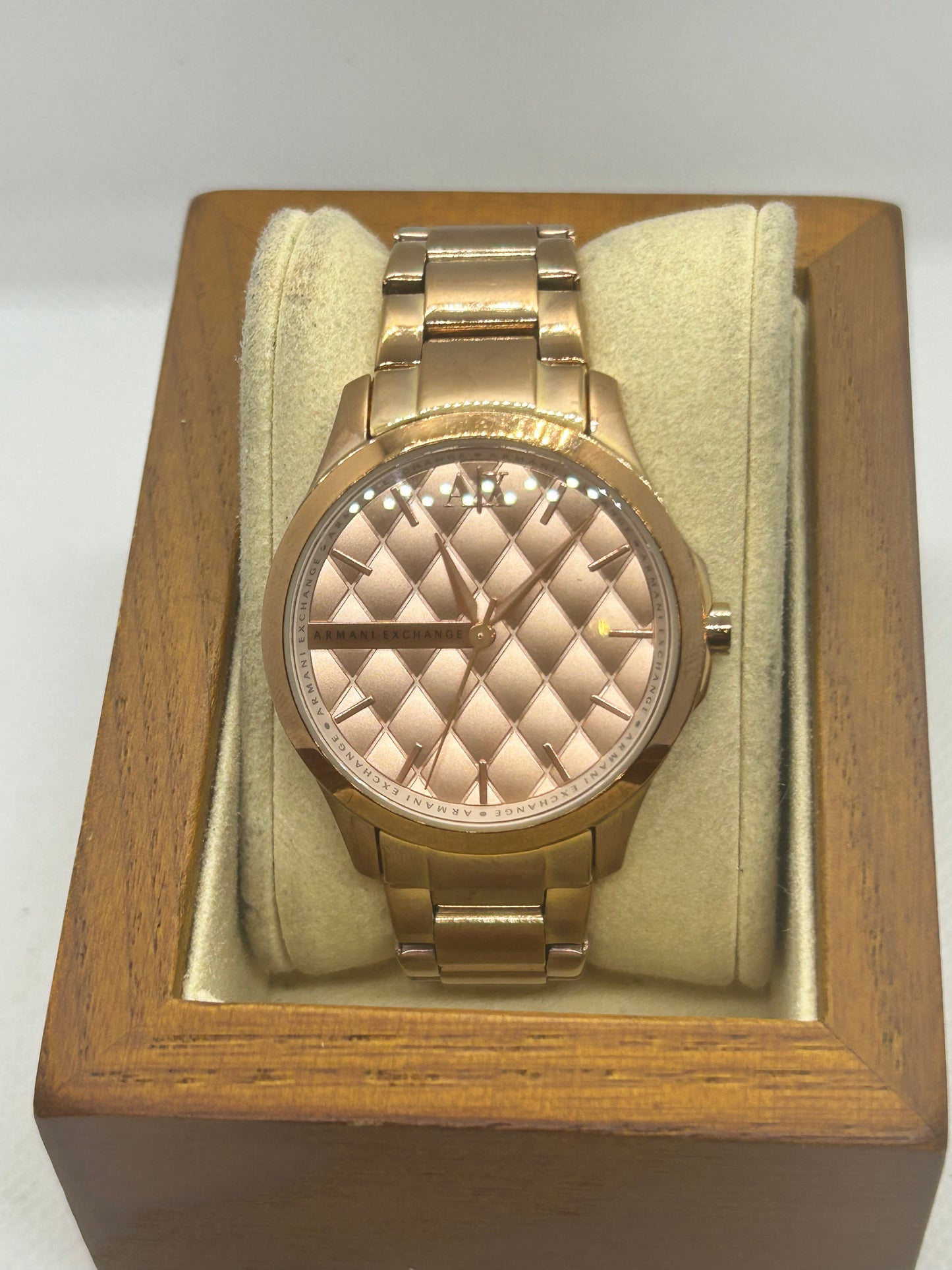 Armani Exchange ladies quartz watch rose gold