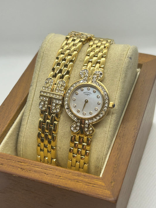 Rotary ladies quartz watch with matching diamanté bracelet