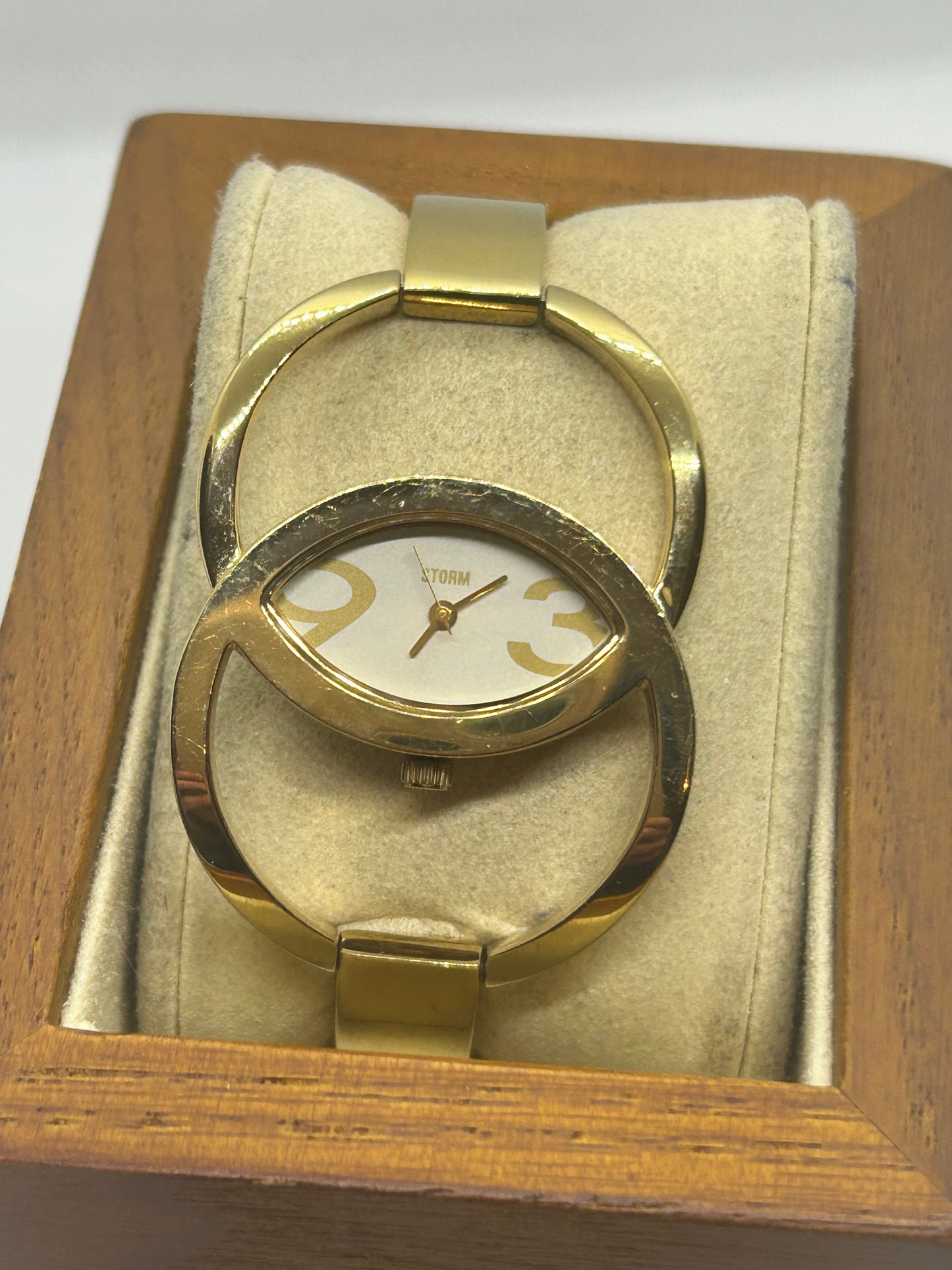 Storm Ladies gold quartz bangle watch