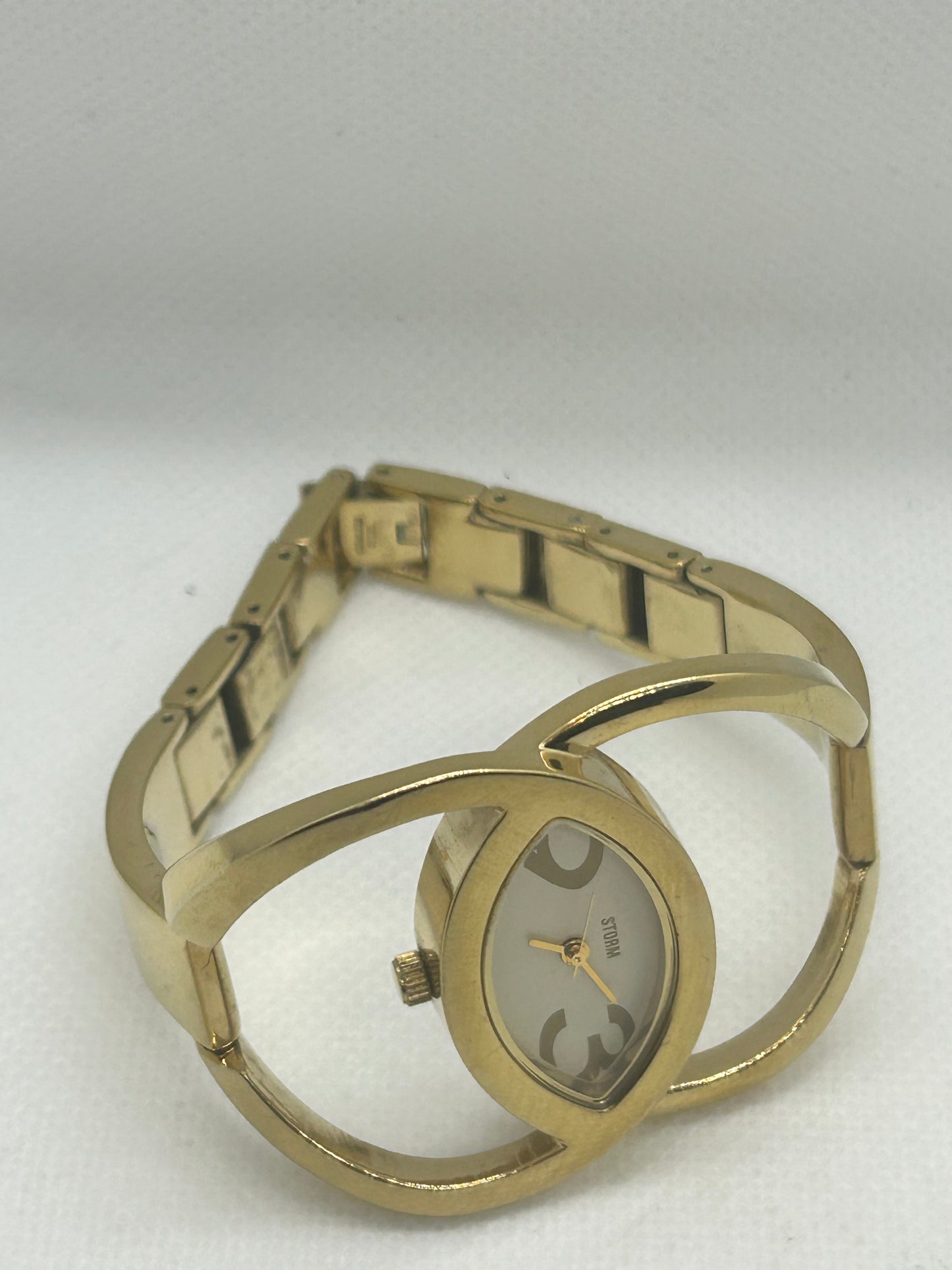 Storm Ladies gold quartz bangle watch