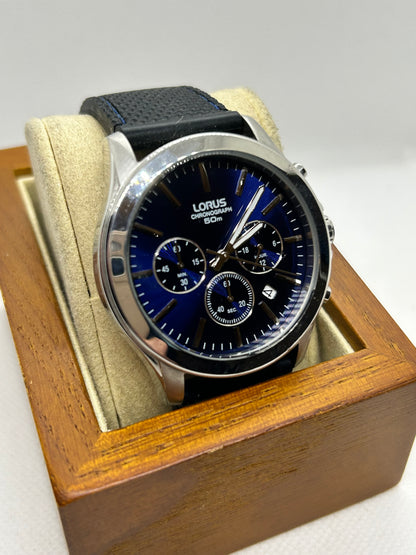 Lorus quartz Chronograph watch blue dial and date function