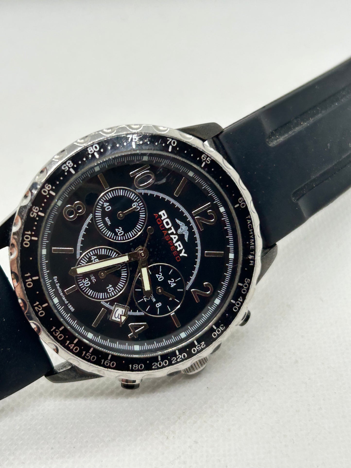 Rotary Aquaspeed quartz black dial with date function