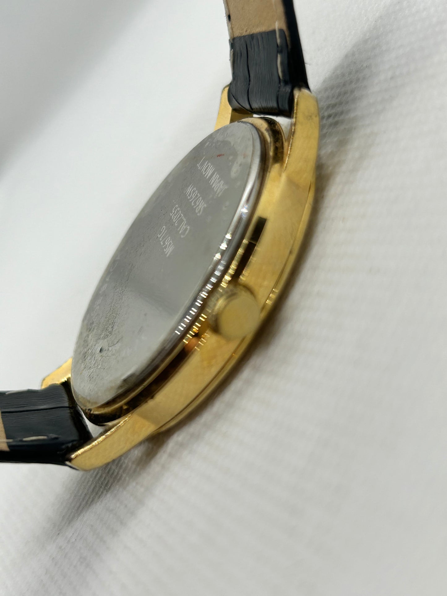 Accurist gold quartz smart dress watch black strap