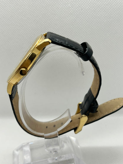 Accurist gold quartz smart dress watch black strap