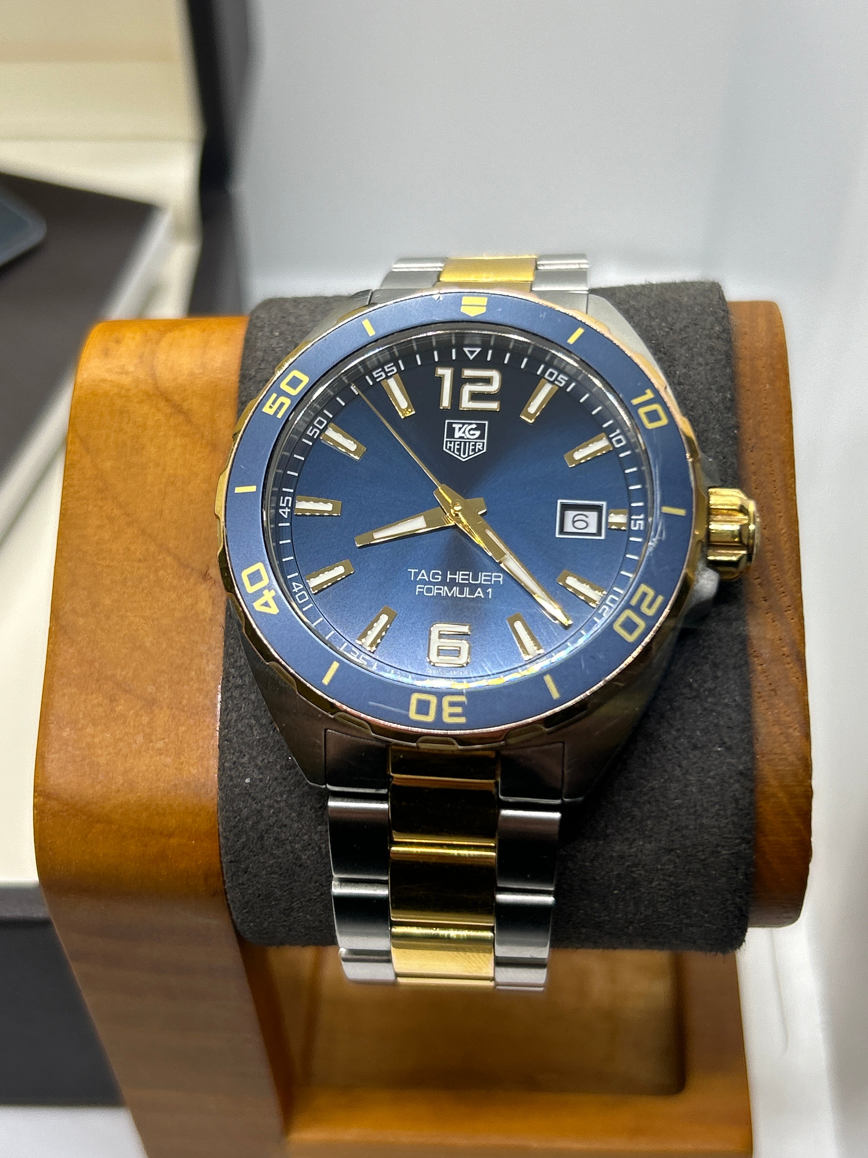 Tag Heuer watch gold and blue “bluesy” WA1120 box papers and gurantee card
