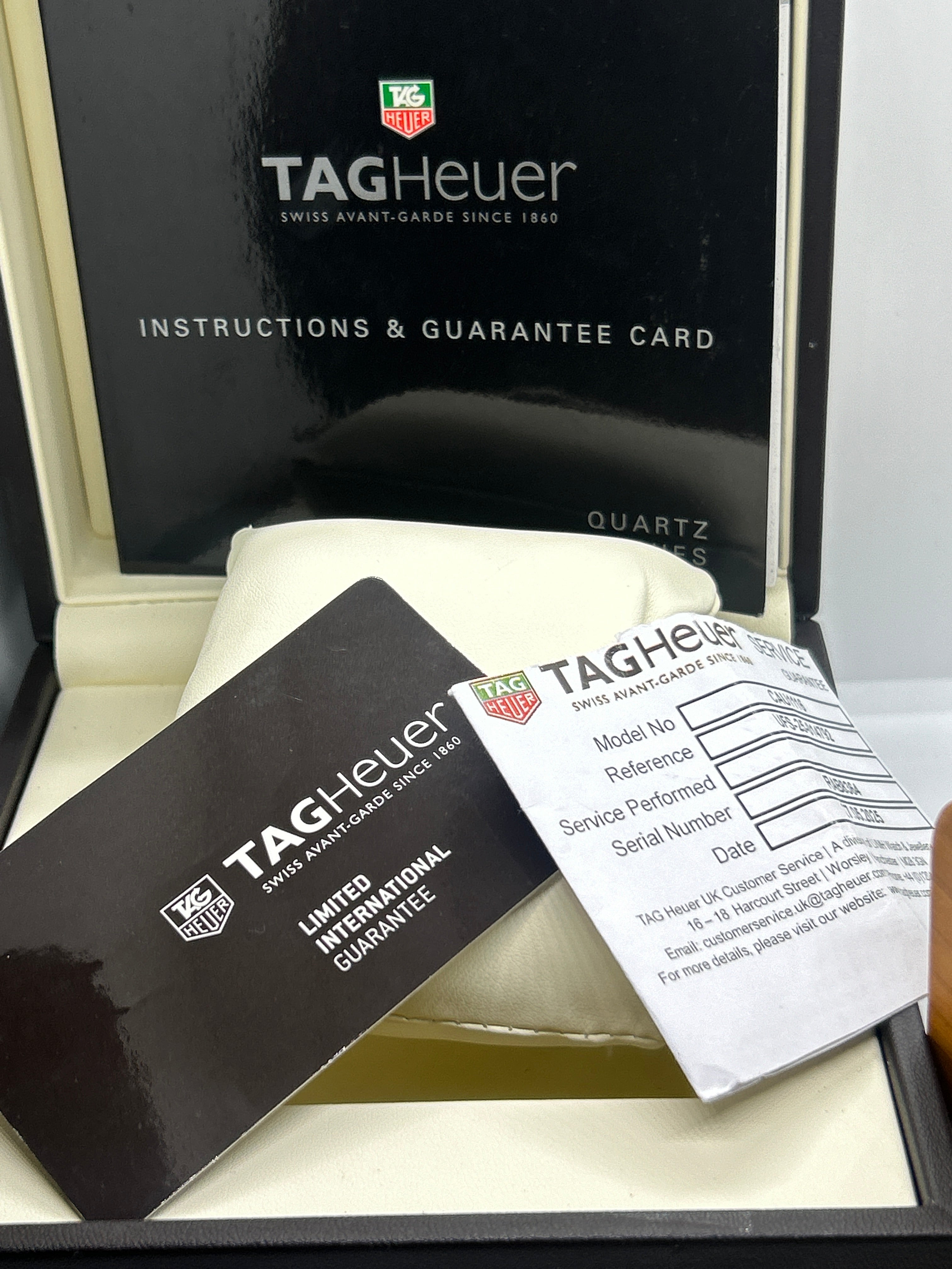 Tag Heuer CAU1116 chronograph silver watch black and red dial with box and papers