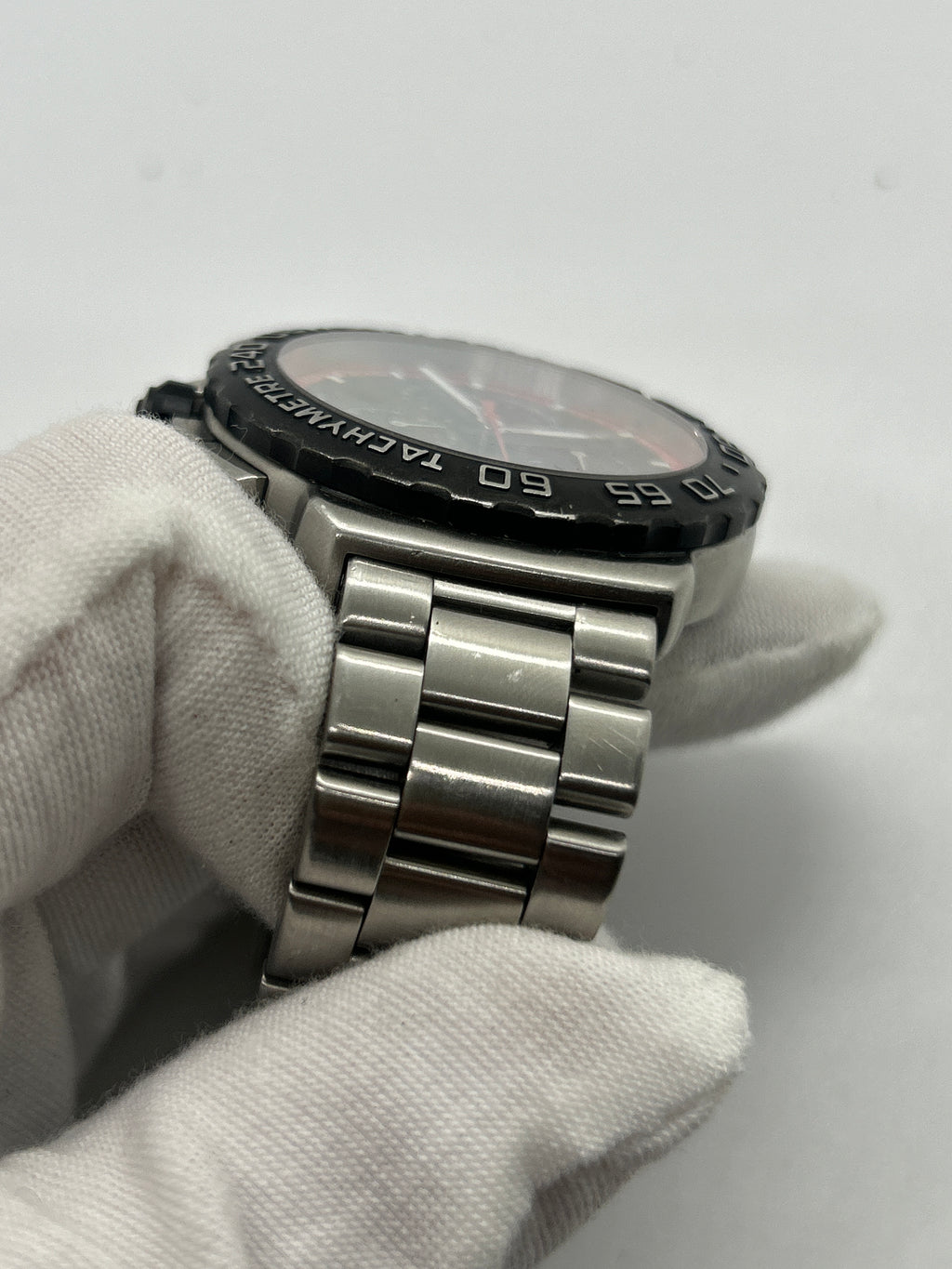 Tag Heuer CAU1116 chronograph silver watch black and red dial with box and papers