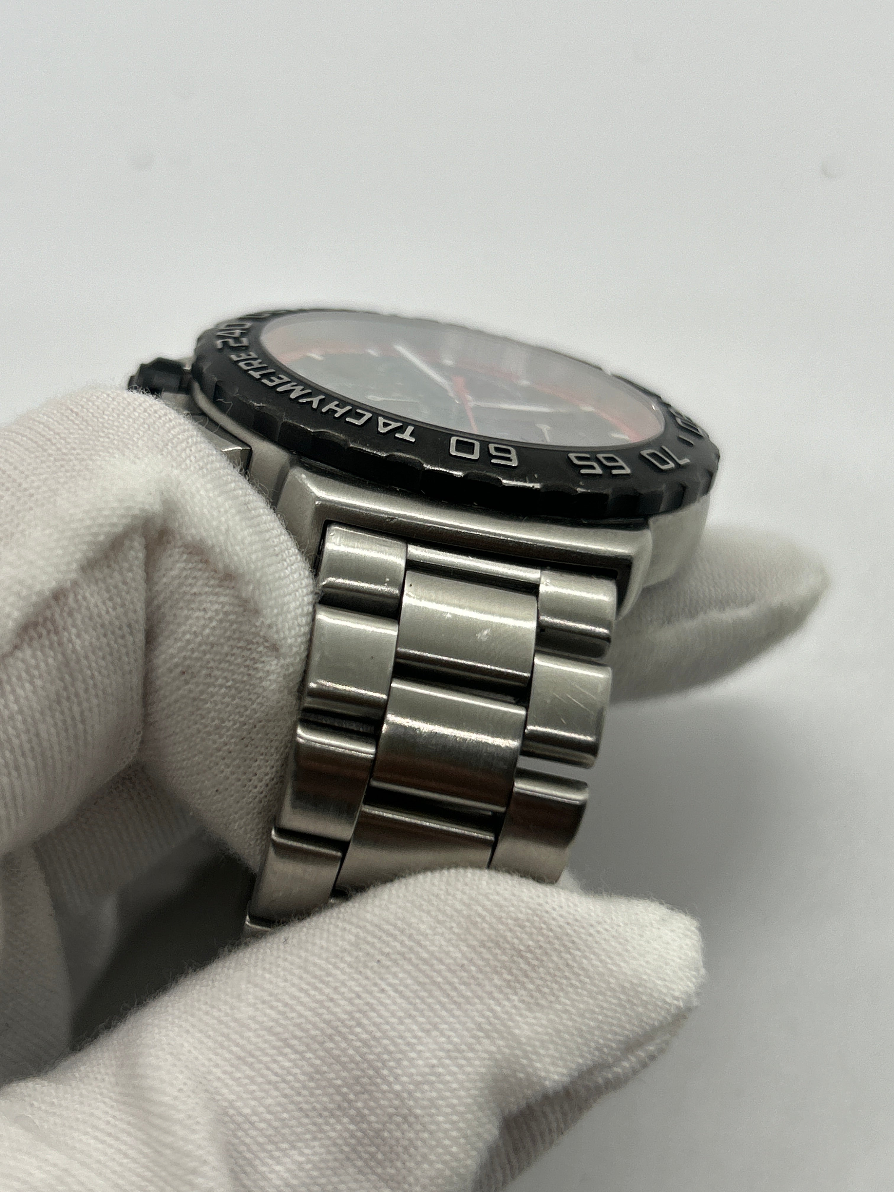 Tag Heuer CAU1116 chronograph silver watch black and red dial with box and papers
