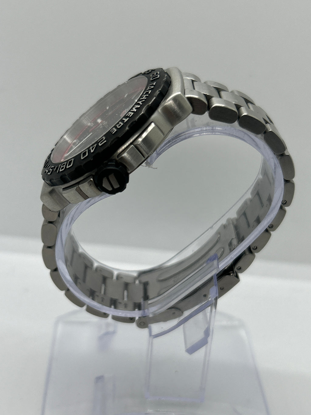 Tag Heuer CAU1116 chronograph silver watch black and red dial with box and papers